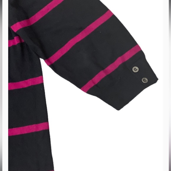 Karen Scott Black and Pink Striped Crew Neck Sweater 3/4 Sleeves Stretch Size XL - Picture 3 of 7